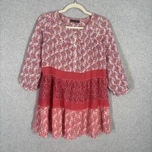 Atmosphere Babydoll Tunic Dress 6 Paisley Tiered Patchwork Peasant Boho Festival